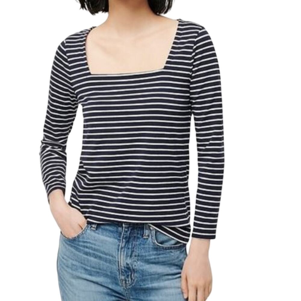 J. Crew Square Neck Striped T-shirt, M